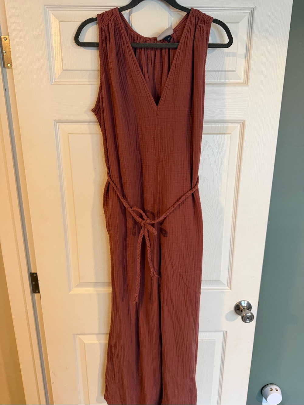 Universal Thread Sleeveless V-Neck Jumpsuit in Rust